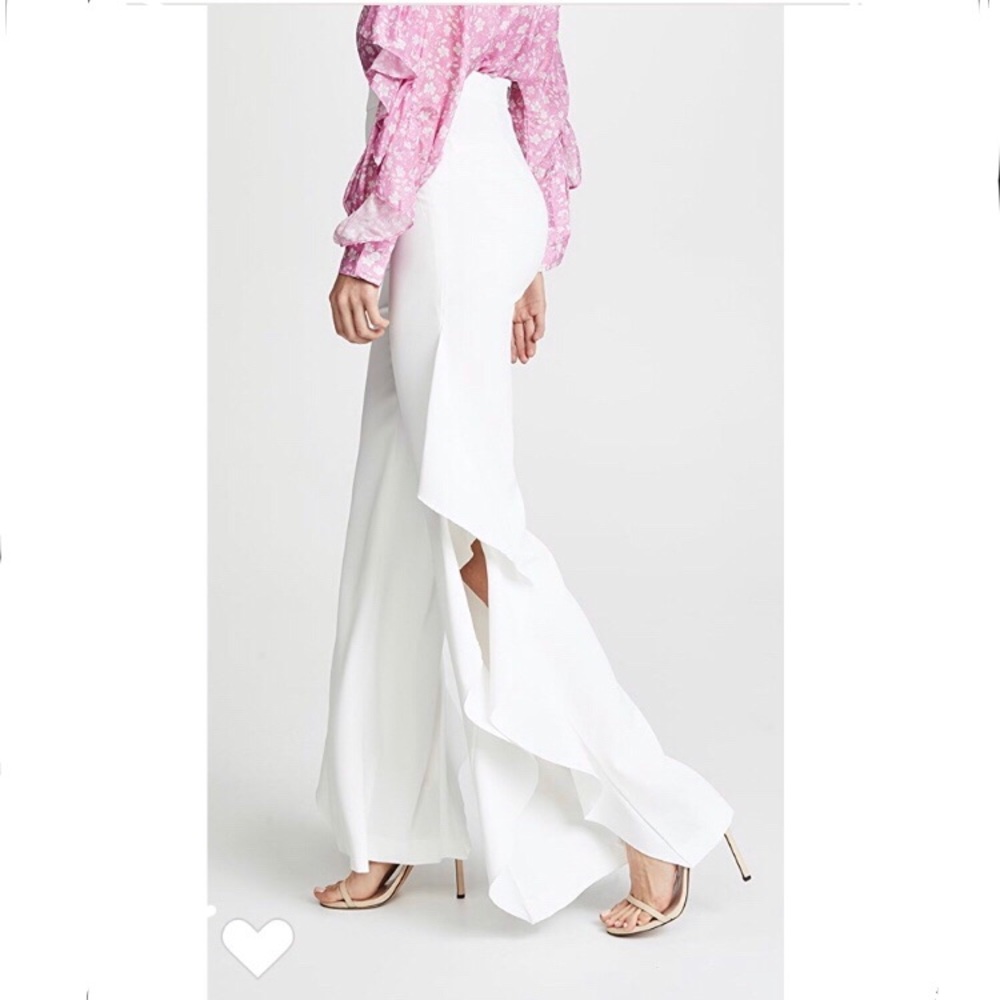 Alice + Olivia Estell High Waist Ruffle Slit Pants